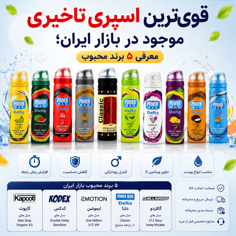 قوی‌ترین اسپری تاخیری موجود در بازار ایران؛ معرفی ۵ برند محبوب